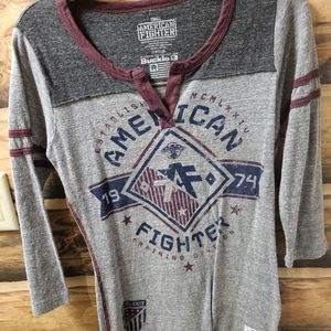 American fighter 3/4 sleeve shirt.